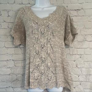 Light Grey Short Sleeved Sweater Large